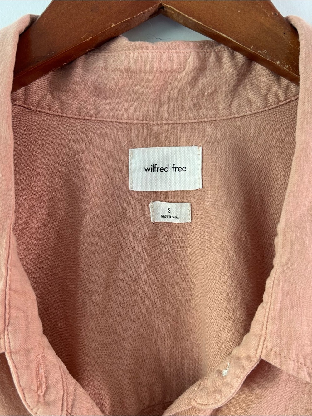 Wilfred free|Salmon Men's Oversized Button-Down Linen Shirt sz small - Picture 5 of 8